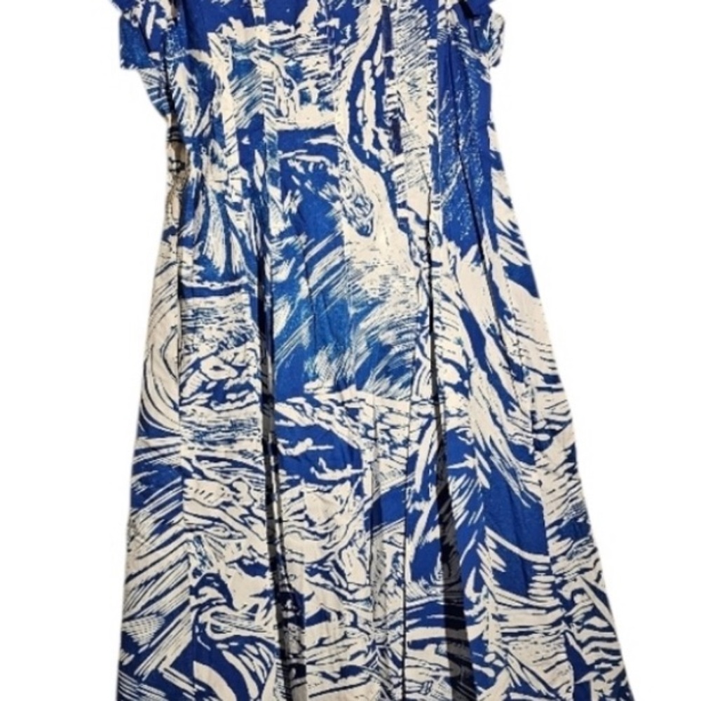 NWT Gorgeous Jessie Zhao Royal Blue and White midi dress Sz 6 - Picture 3 of 4
